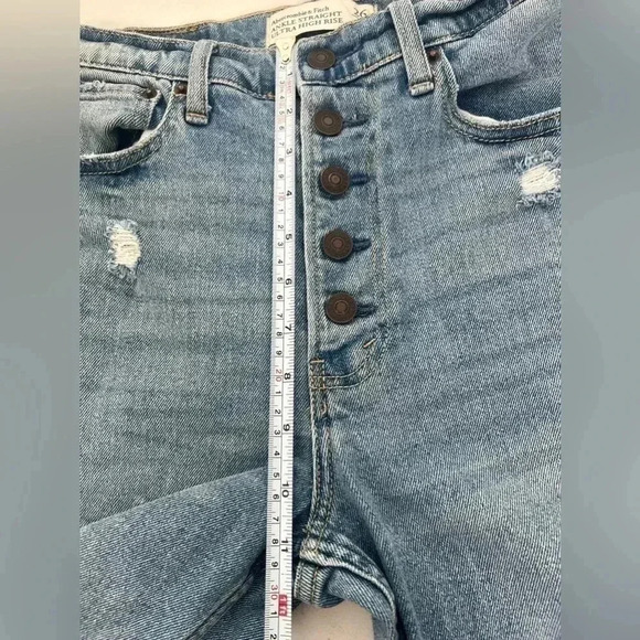Abercrombie‎ & Fitch Ankle Straight Ultra High Rise Button Fly Jeans Sz 26 - Picture 9 of 11